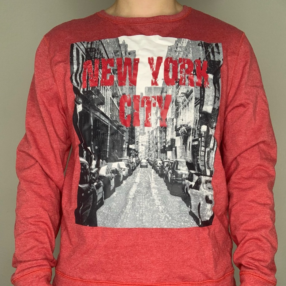Red New York City Long-Sleeve Crewneck Shirt